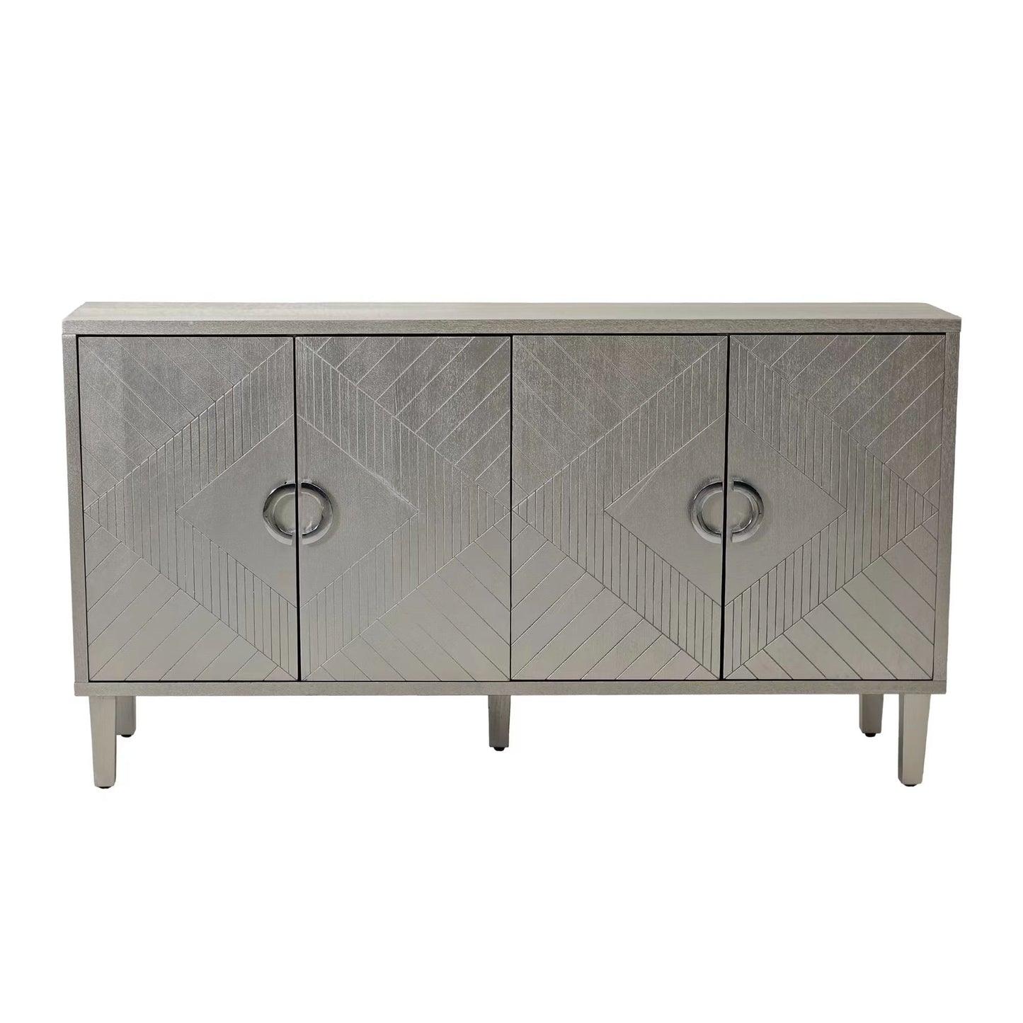 Stylish and Functional 4-Door Storage Cabinet with Pine Legs and MDF, for Living Room Bedroom,and Kitchen