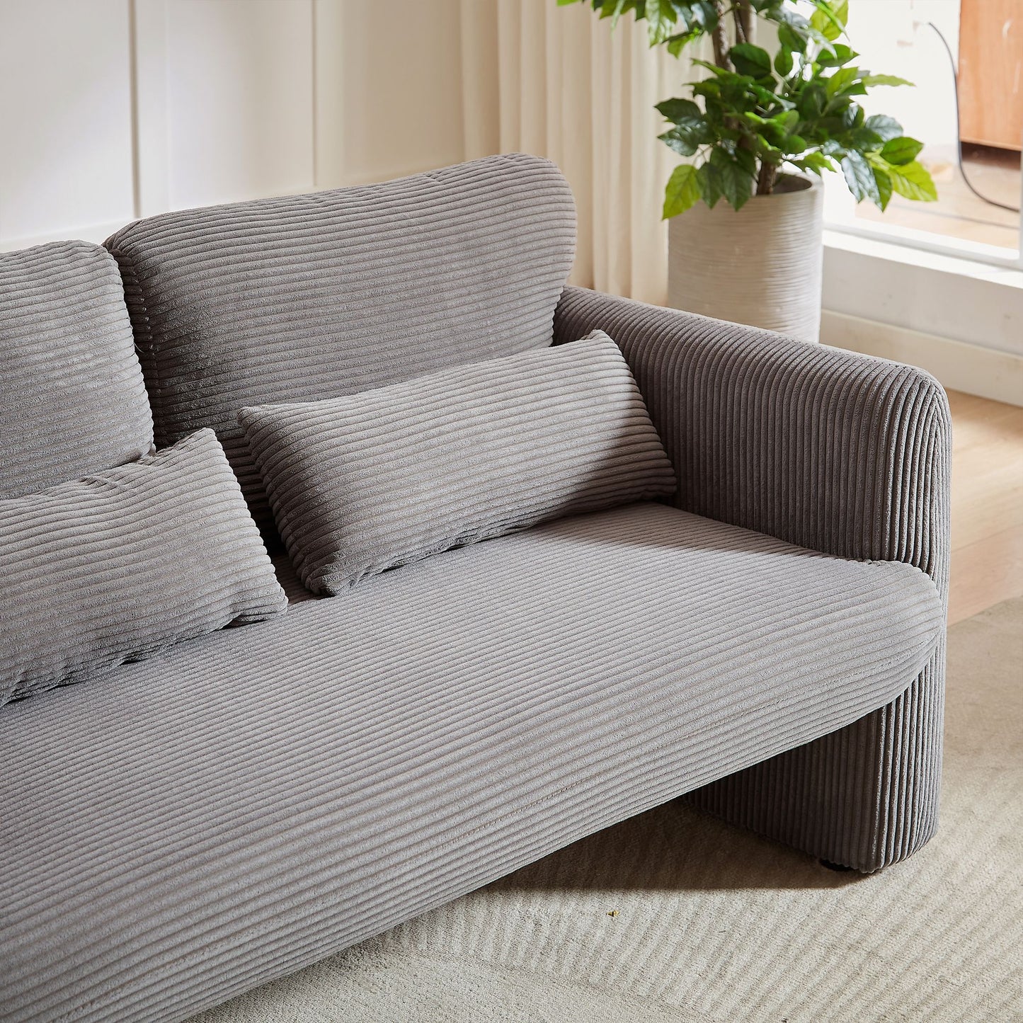 60"Corduroy Fabric Sofa with 33" Single Sofa, Modern Sofa with Support Pillow , for Apartment, Office, Living Room & Bedroom