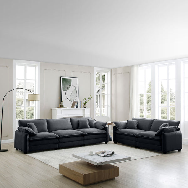 Family sofa set Deep Seat Sofa, Warm Sofa for Home Cinema and Living Room, One 2-Seater Sofa and One 3-Seater Sofa,Grey Corduroy