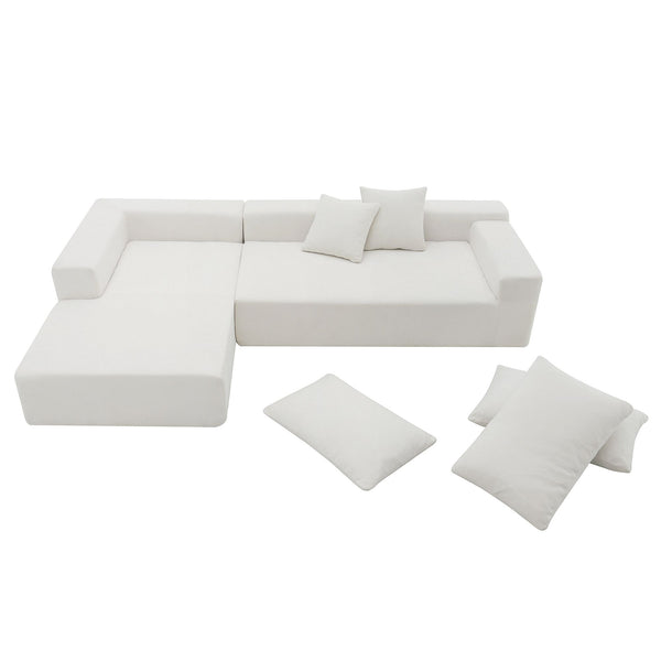 109*68" Modular Sectional Living Room Sofa Set, Modern Minimalist Style Couch, Upholstered Sleeper Sofa for Living Room, Bedroom, Salon, 2 PC Free Combination, L-Shape, Cream