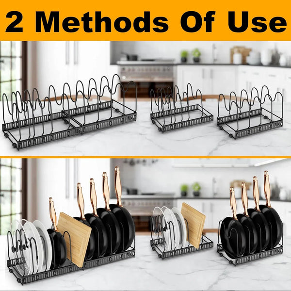 Expandable Pot Lid Organizer, Pots and Pans Lid Rack, Adjustable Pot Lid Holders for Cabinet, Clearance