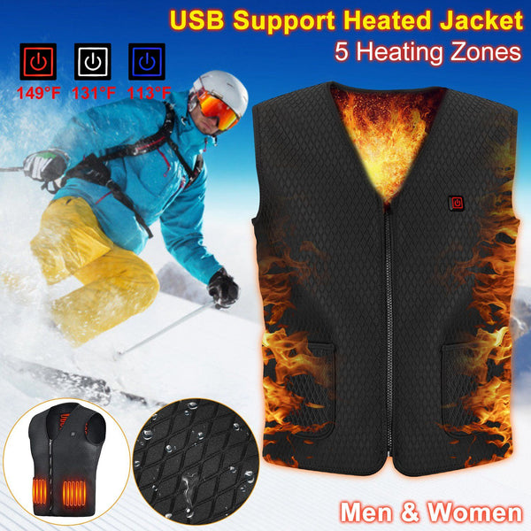 Heat Jacket Vest 3 Heating Gear Adjustable USB Heated Vest Warm Heat Coat Vest