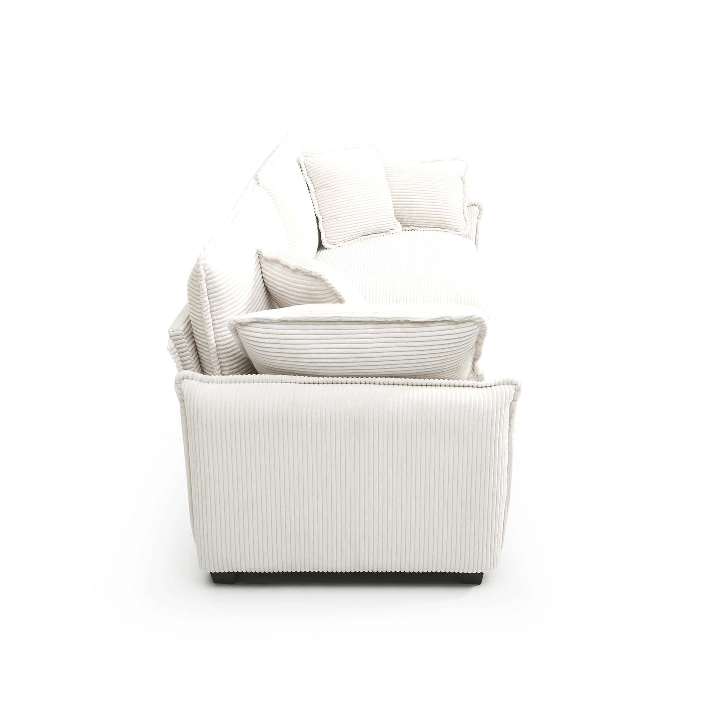 3 Piece Comfortable Oversized Sectional Sofa, One Single Sofa and One 2-Seater Sofa and One 3-Seater Sofa , Beige Corduroy Deep Seat Sofa