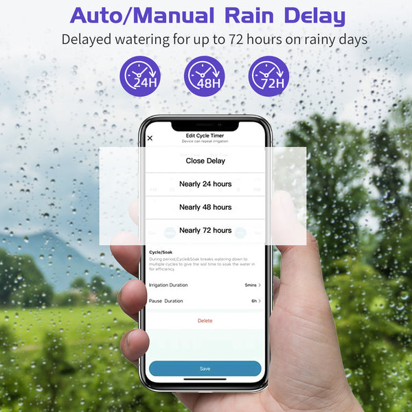 Bluetooth Sprinkler Timer, WiFi Smart Irrigation Water Timer, Wireless Remote APP & Voice Control, Rain Delay/ Manual/ Automatic Watering System, Watering Hose Timer for Yard Garden Lawn Watering