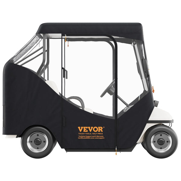 VEVOR Golf Cart Enclosure, 600D Polyester Driving Enclosure with 4-Sided Transparent Windows, 2 Passenger Club Car Covers Universal Fits for Most Brand Carts, Sunproof and Dustproof Outdoor Cart Cover