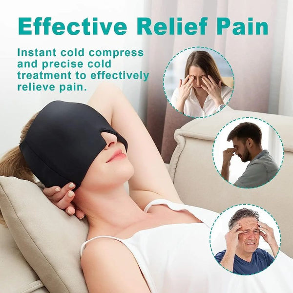 Migraine Relief Hat Gel Hot Cold Therapy Ice cap 360° Pain Mask Gel Release Pressure Head Massager Relax Pain Pack Eye Masks with Free Gift