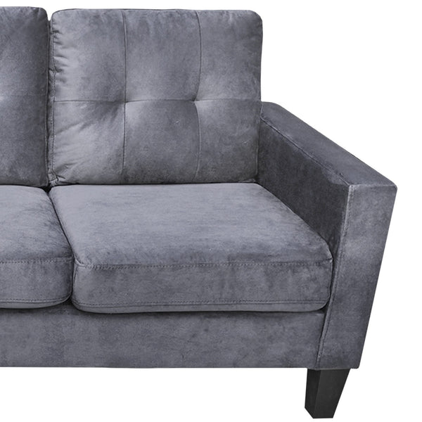 Everett Gray Velvet Reversible Sectional Sofa Chaise