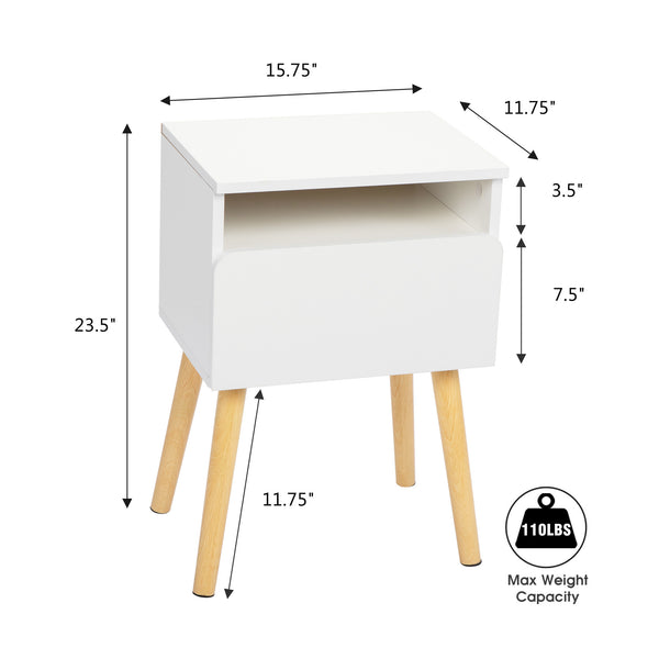 Set of 2 Modern Nightstand, Bedroom Endtable with Drawer, Shelf, Bedside Furniture for Living Room,