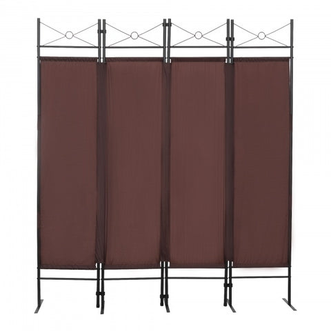 4-Panel Metal Folding Room Divider, 5.94Ft Freestanding Room Screen Partition Privacy Display for Bedroom, Living Room, Office