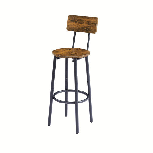 Bar Table Set with 4 Bar stools with backrest (Rustic Brown; 47.24''w x 23.62''d x 35.43''h)