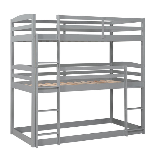 Twin over Twin over Twin Triple Bunk Bed,Gray