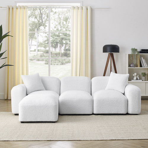 L-Shape Modular Sectional Sofa,DIY Combination,Teddy Fabric