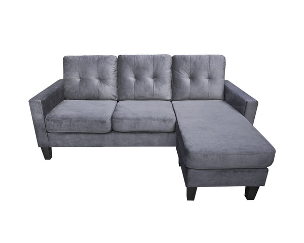 Everett Gray Velvet Reversible Sectional Sofa Chaise