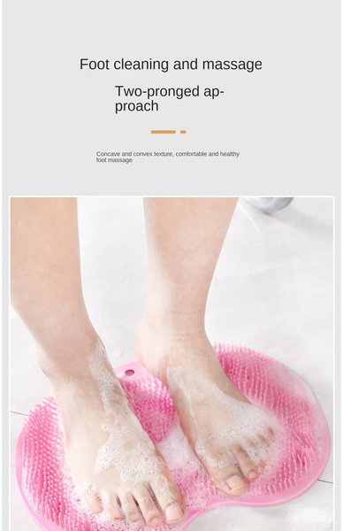 Shower Foot & Back Scrubber Mat Hands Free Foot Massager Mat with Non-Slip Suction Cups, Wall Mounted Silicone Bathroom Wash Foot Pad Exfoliating Dead Skin Foot Brush