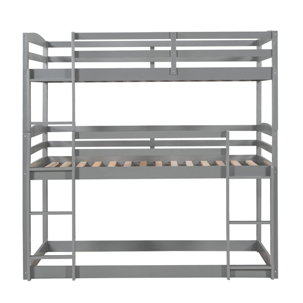 Twin over Twin over Twin Triple Bunk Bed,Gray