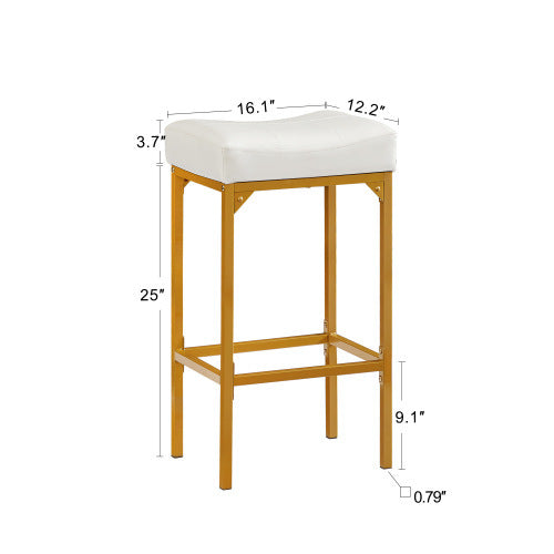 Bar stool set 2PC (White+Golden; 16.1''W*12.2''D*28.7''H)