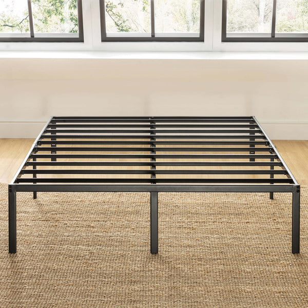 14\\\" Metal Platform Bed Frame, Heavy-Duty Steel Slats, Black, Full