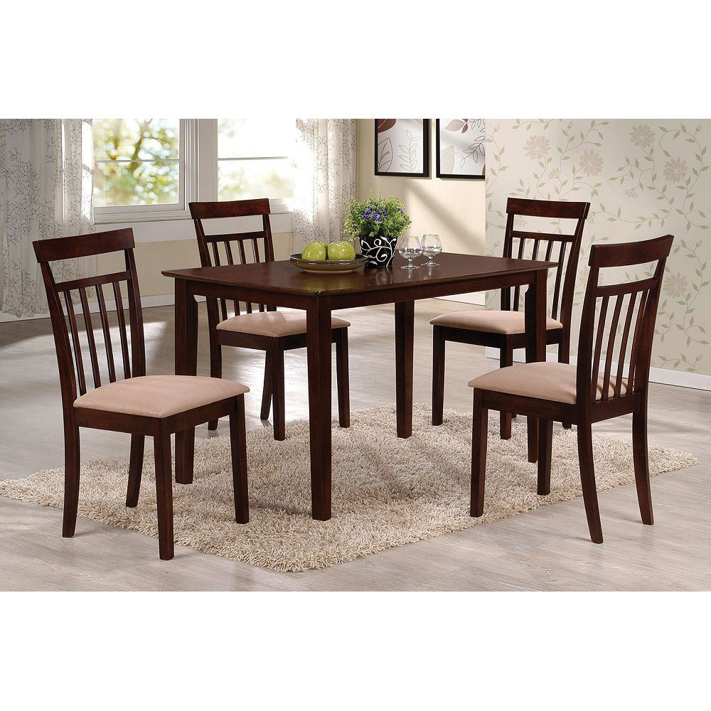 Samuel Dining Set (5Pc Pk) in Espresso &amp; Microfiber 70325