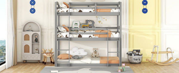 Twin over Twin over Twin Triple Bunk Bed,Gray