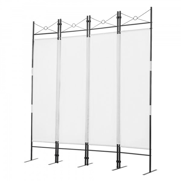 4-Panel Metal Folding Room Divider, 5.94Ft Freestanding Room Screen Partition Privacy Display for Bedroom, Living Room, Office