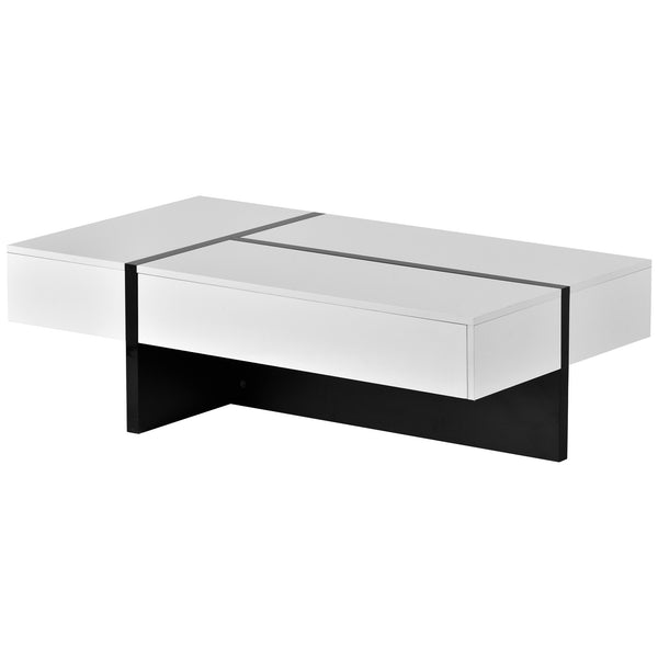 Contemporary Rectangle Design Living Room Furniture, Modern High Gloss Surface Cocktail Table, Center Table for Sofa or Upholstered Chairs, 45.2*25.5*13.7in