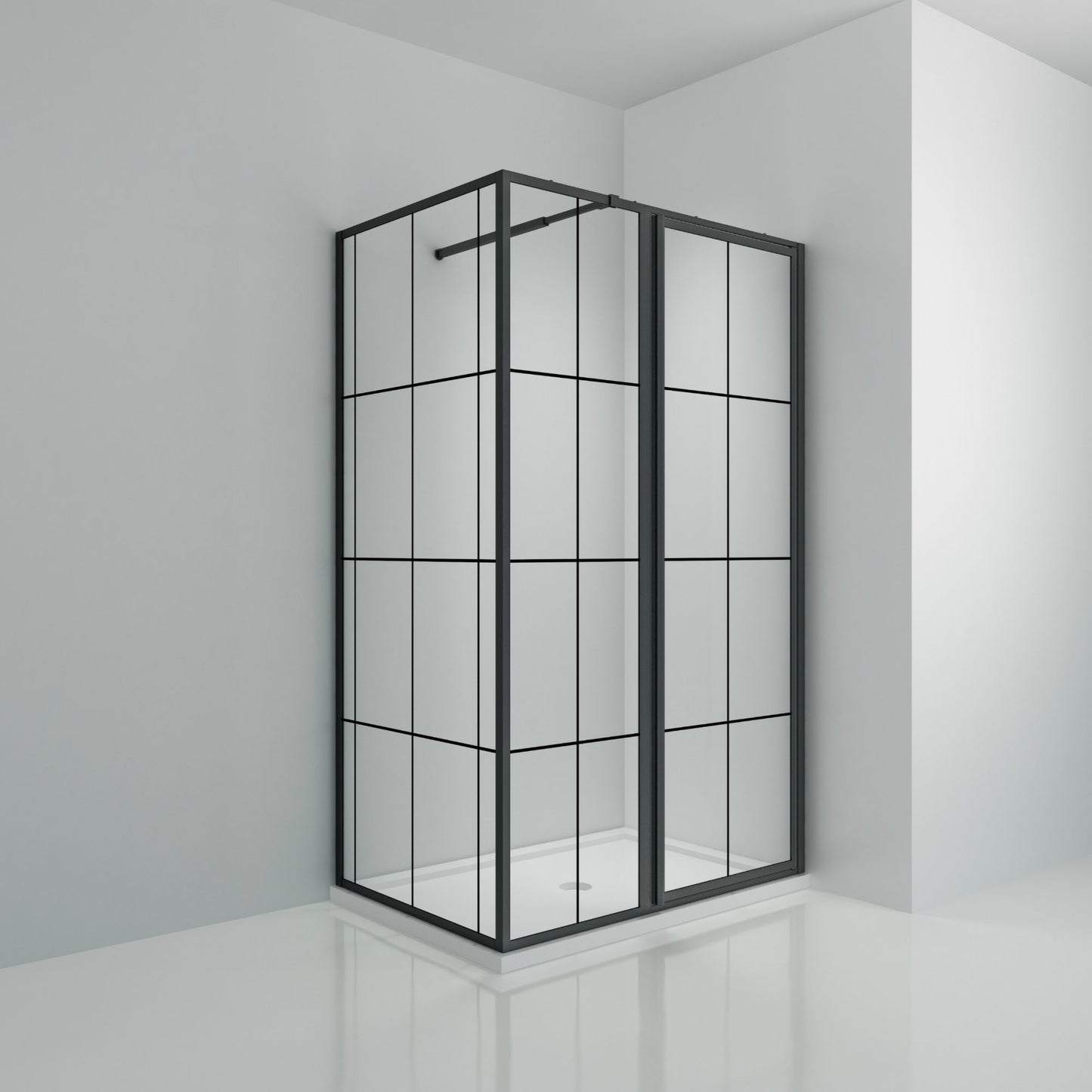 TRUSTMADE 48 in. W x 32 in. D x 76 in. H Framed Square Hinged Shower Enclosure Matte Black