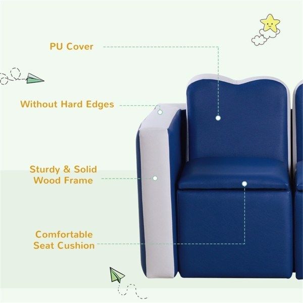 Kids 2-in-1 Sofa Sets-Blue