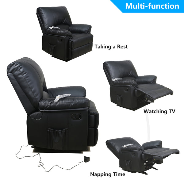 Free Shipping Recliner Chair Massage Rocker with Heated Modern PU Leather Single Sofa Seat  Living Room Chair