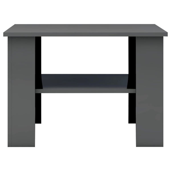 Coffee Table High Gloss Gray 23.6"x23.6"x16.5" Chipboard