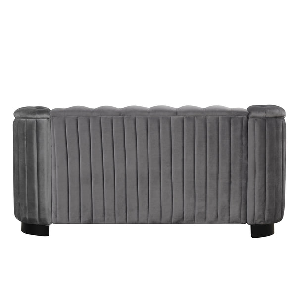 64\" Velvet Upholstered Loveseat Sofa; Modern Loveseat Sofa with Thick Removable Seat Cushion; 2-Person Loveseat Sofa Couch for Living Room; Bedroom; or Small Space