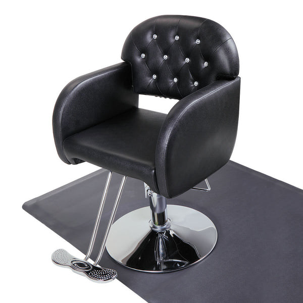 Modern 360-Degree Swiveling Hydraulic Barber Chair Hair Beauty Salon Equipment with Crystal Tufted Backrest, Black XH