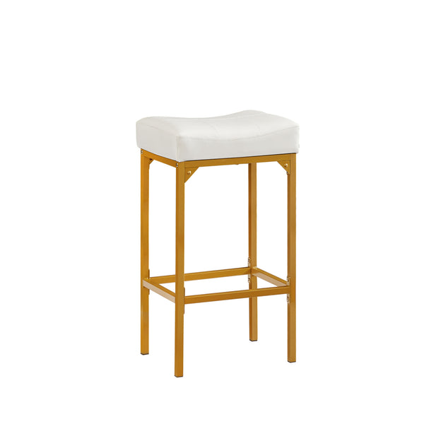 Bar stool set 2PC (White+Golden; 16.1''W*12.2''D*28.7''H)