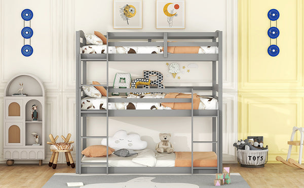 Twin over Twin over Twin Triple Bunk Bed,Gray