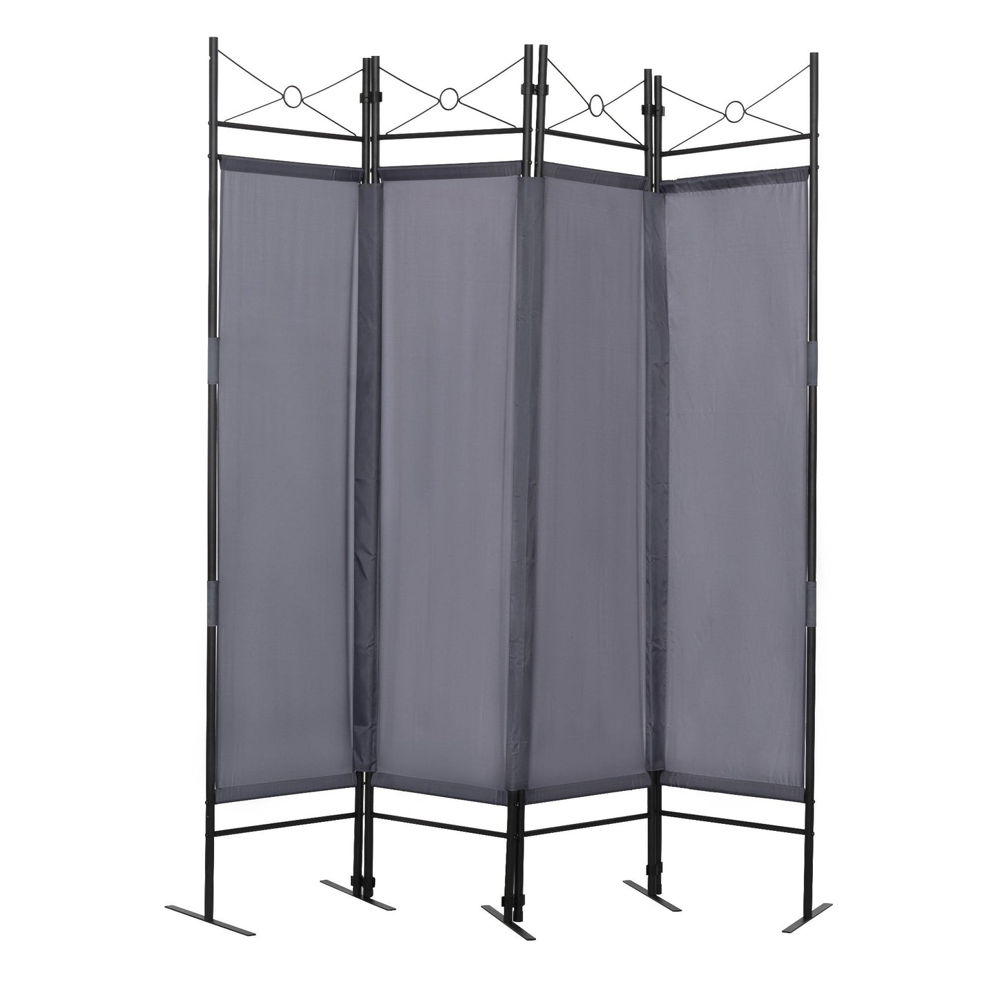 4-Panel Metal Folding Room Divider, 5.94Ft Freestanding Room Screen Partition Privacy Display for Bedroom, Living Room, Office