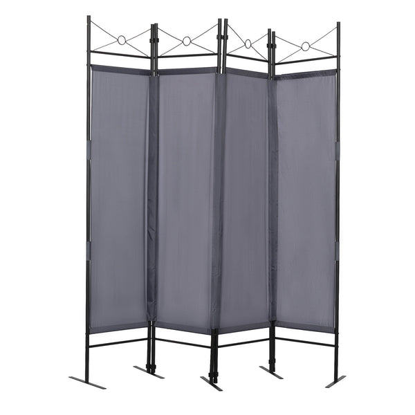 4-Panel Metal Folding Room Divider, 5.94Ft Freestanding Room Screen Partition Privacy Display for Bedroom, Living Room, Office