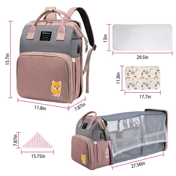 Multifunctional Diaper Bag Backpack Waterproof Mommy Bag Nappy Bag Maternity Backpack for Baby with Insulated Pockets Diaper Pad Toys Burp Cloth USB Port