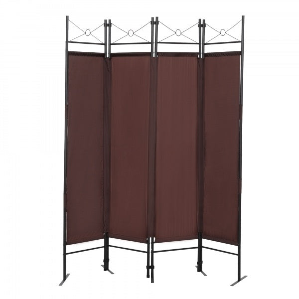 4-Panel Metal Folding Room Divider, 5.94Ft Freestanding Room Screen Partition Privacy Display for Bedroom, Living Room, Office