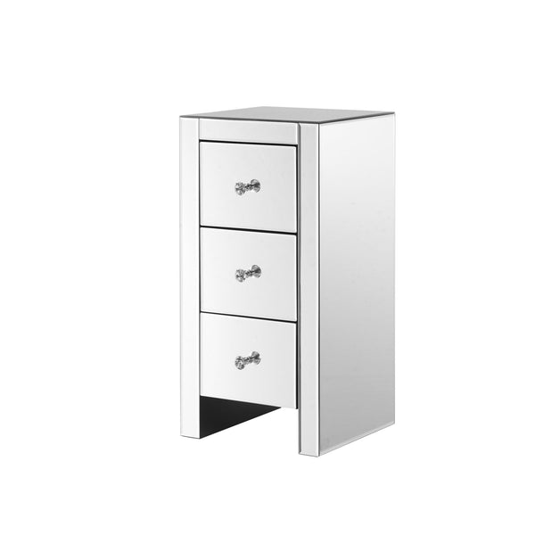 Mirrored Nightstand End Tables with 2/3/4-Drawer, Silver Modern Beside Table, Mirror Accent Side Table for Bedroom, Living Room