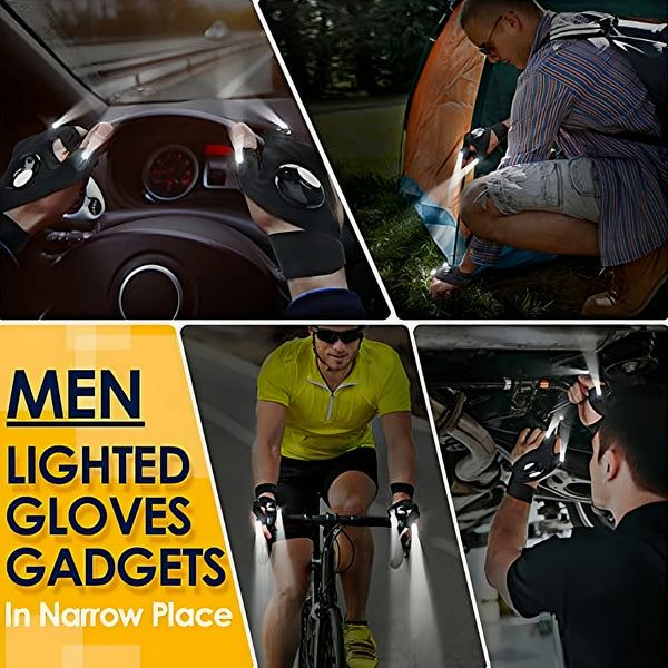 1pc LED Torch Gloves; Stocking Fillers; Camping Accessories Tools; Christmas/Birthday Gifts For Men