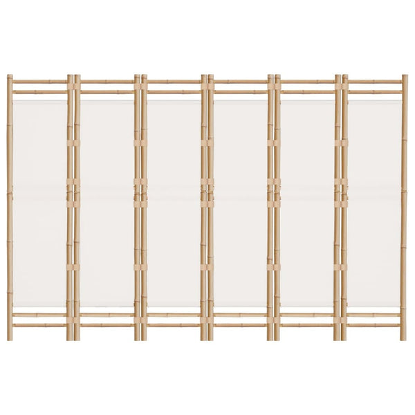 Folding 6-Panel Room Divider 94.5" Bamboo and Canvas