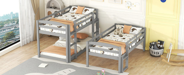 Twin over Twin over Twin Triple Bunk Bed,Gray