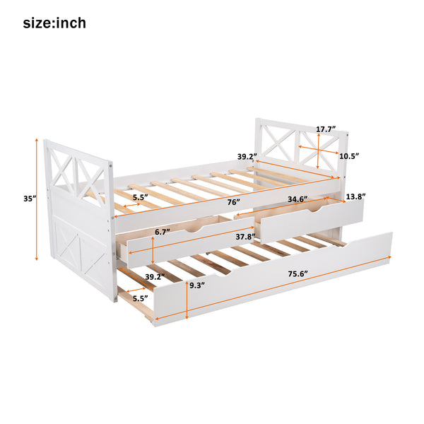 Multi-Functional Daybed with Drawers and Trundle