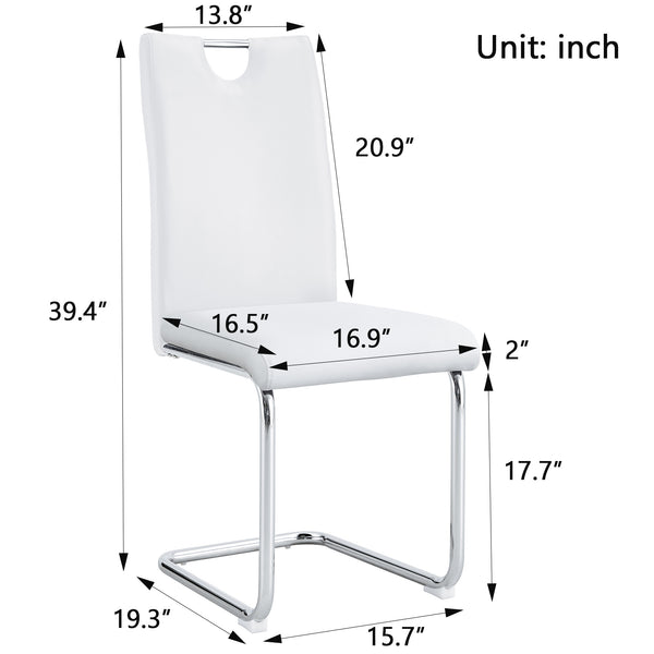 5-Piece Dining Table Chairs Set, Rectangular Dining Room Table Set for 4, Modern Dining Table with 4 PU Leather Chairs for Kitchen Dining Room, White