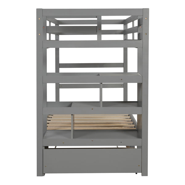 Twin over Twin/King Bunk Bed with Twin Size Trundle