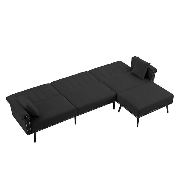 BLACK SECTIONAL SOFA BED