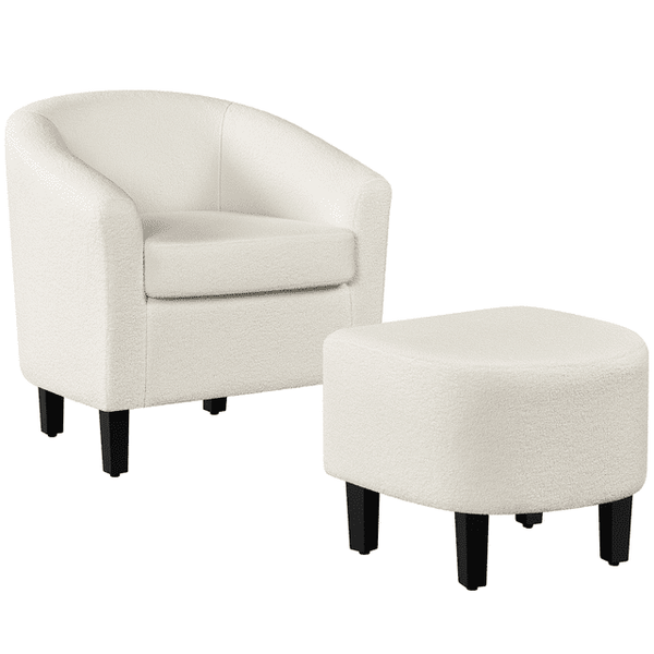 Barrel Accent Chair with Ottoman