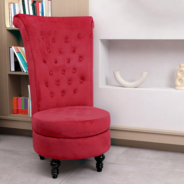 MU Royal Velvet High Back Armless Chair, Retro Elegant Luxury Throne Chair, Upholstered Tufted Accent Seat w/Storage for Dressing Room, Living Room, Bedroom