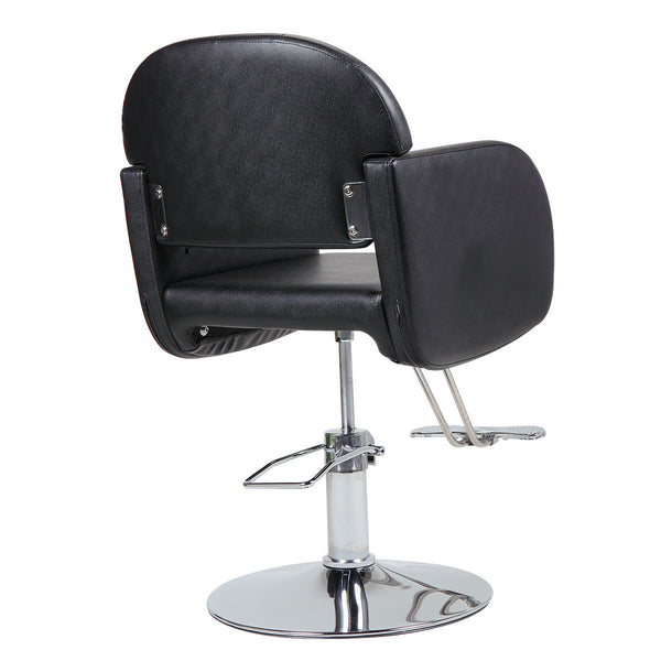 Modern 360-Degree Swiveling Hydraulic Barber Chair Hair Beauty Salon Equipment with Crystal Tufted Backrest, Black XH