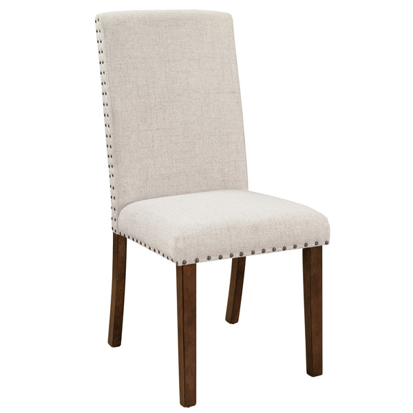 Upholstered Dining Chairs - Dining Chairs Set of 2 Fabric Dining Chairs with Copper Nails