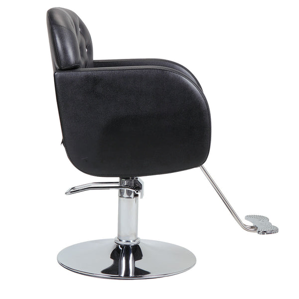 Modern 360-Degree Swiveling Hydraulic Barber Chair Hair Beauty Salon Equipment with Crystal Tufted Backrest, Black XH